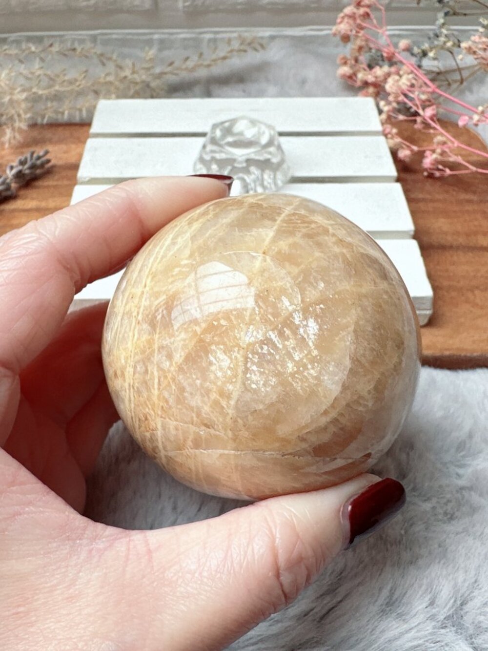 Gorgeous Peach Moonstone Sphere